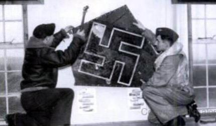 Victorious Josef Stehlik & Alois Vasatko at Speke with the Swastika