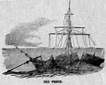 Sketch drawn of HMS Birkenhead showing how she broke up before sinking.